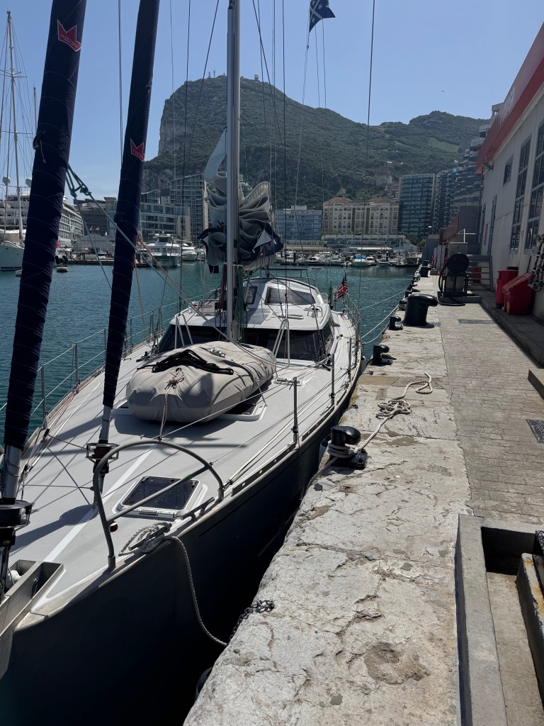 Spindrift at fuel dock in Gibraltar